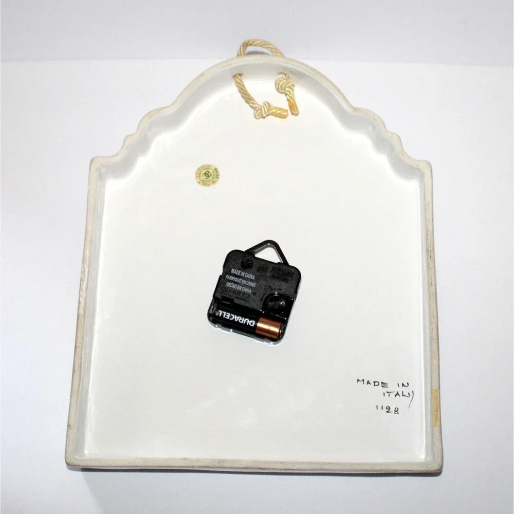 Vintage Williams Sonoma Porcelain Wall Clock Made in Italy white blue large